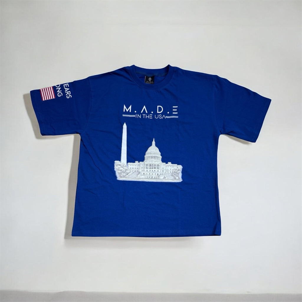 M.A.D.E in the USA Tee — Blue