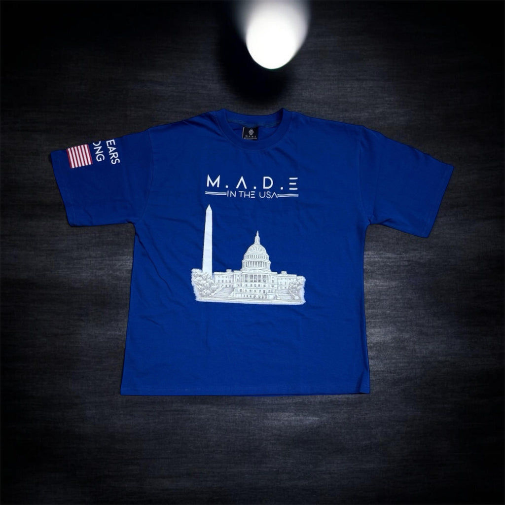 M.A.D.E in the USA Tee — Blue